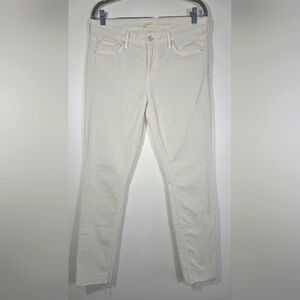 MOTHER THE LOOKER ANKLE FRAY HOPSCOTCH JEANS.